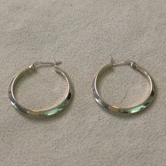 Sterling Silver 925 Hoop Earrings; 1.5" Hoop, Sparkling, Sterling, Girlhoodcore - Picture 1 of 2